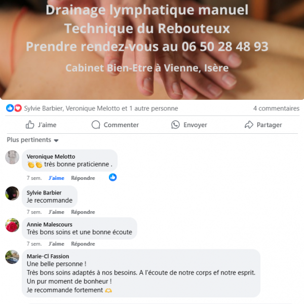 Ce que nos clients pensent de nos soins de reboutement et drainage lymphatique